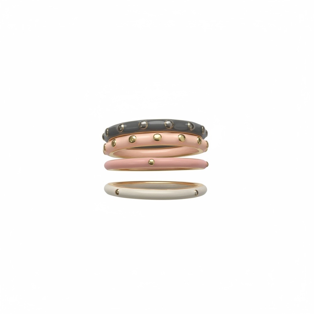Gorjana stacked enamel rings with gold size 6 (4 rings)